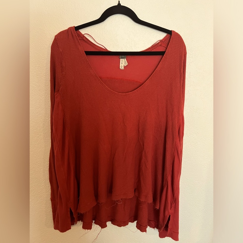 FREE PEOPLE red scoop neck soft sweater